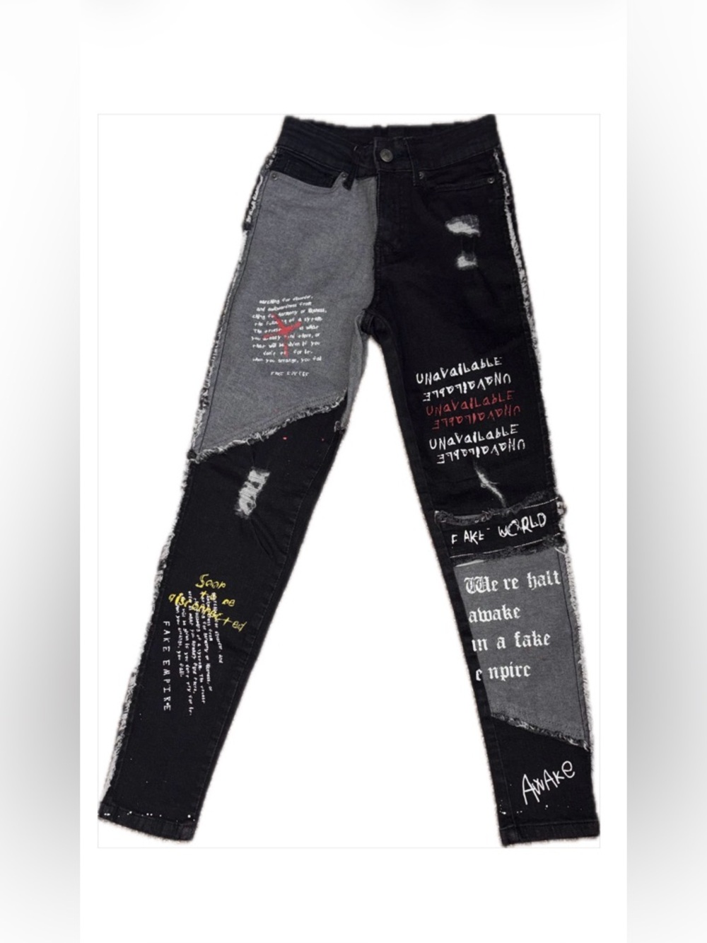 NWOT JK Attire "Half Awake" Graffiti Print High Waist Skinny Jeans